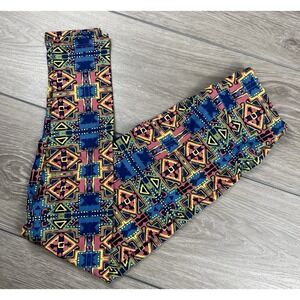 LuLaRoe Womens Leggings Geometric Tribal Aztec Print Multicolor One Size